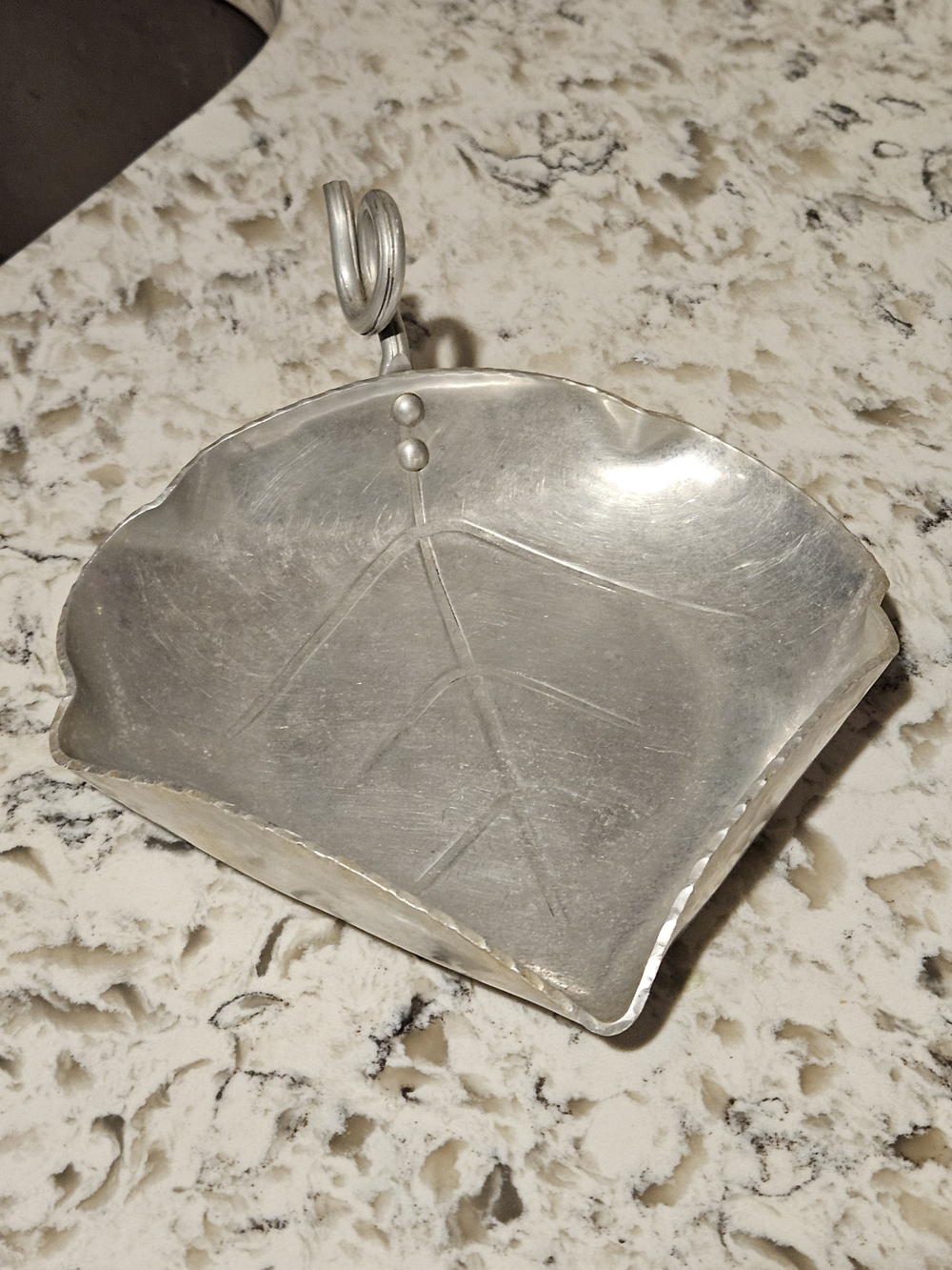 Vintage Handcrafted Aluminum Leaf Catchall Tray